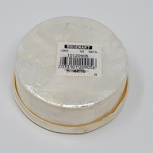 Capiz Shell Trinket Box Tray Floral Orchid Inlay Scalloped Edge Vintage SM CHIP - Picture 7 of 14